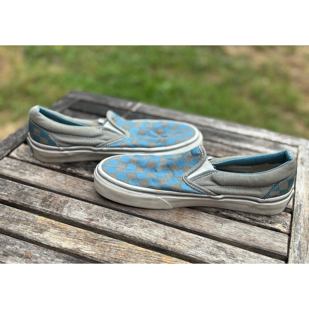 Vans gray and blue checkered womens size 6